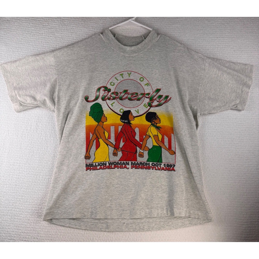 Fruit of the Loom T Shirt Unisex XL Gray 1997 Million Woman March Vintage 90s